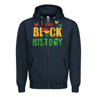 Navy i am black history juneteenth Zipper Hoodie - texasbilliewilder