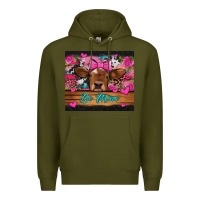 Army Green be mine valentine's day cow Premium Hoodie - Jasminsmagicworld