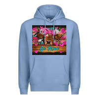 Colony Blue be mine valentine's day cow Premium Hoodie - Jasminsmagicworld