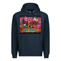 Navy be mine valentine's day cow Premium Hoodie - Jasminsmagicworld
