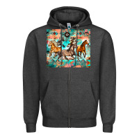 Charcoal Heather western running horses Zipper Hoodie - Zillion Design Studio