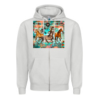 Dove Grey western running horses Zipper Hoodie - Zillion Design Studio