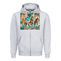 Heather Grey western running horses Zipper Hoodie - Zillion Design Studio