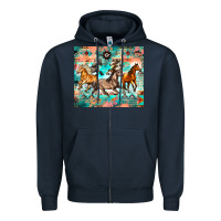 Navy western running horses Zipper Hoodie - Zillion Design Studio