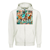 Oatmeal Heather western running horses Zipper Hoodie - Zillion Design Studio