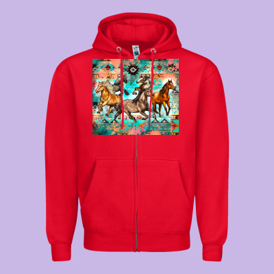 Western Running Horses Zipper Hoodie Designed By Zillion Design Studio