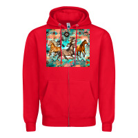 Red western running horses Zipper Hoodie - Zillion Design Studio