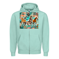 Seafoam western running horses Zipper Hoodie - Zillion Design Studio