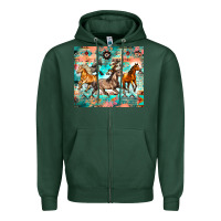 Sports Green western running horses Zipper Hoodie - Zillion Design Studio