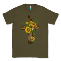 Army Green sunflower cross Classic Tee - texasbilliewilder