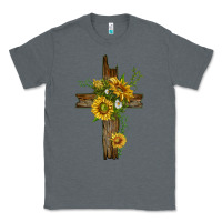 Charcoal Heather sunflower cross Classic Tee - texasbilliewilder