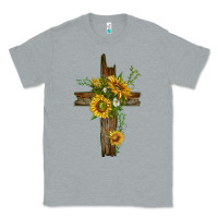 Heather Grey sunflower cross Classic Tee - texasbilliewilder