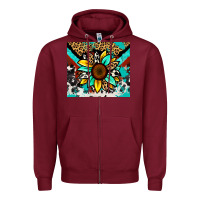 Burgundy turquoise gemstone sunflower Zipper Hoodie - Zillion Design Studio