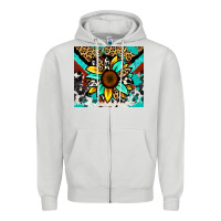 Dove Grey turquoise gemstone sunflower Zipper Hoodie - Zillion Design Studio