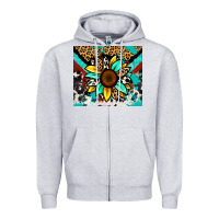 Heather Grey turquoise gemstone sunflower Zipper Hoodie - Zillion Design Studio