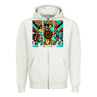 Oatmeal Heather turquoise gemstone sunflower Zipper Hoodie - Zillion Design Studio