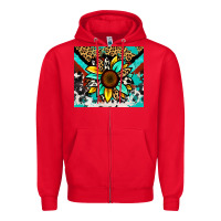 Red turquoise gemstone sunflower Zipper Hoodie - Zillion Design Studio