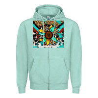 Seafoam turquoise gemstone sunflower Zipper Hoodie - Zillion Design Studio