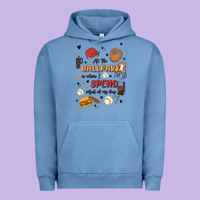 At The Ballpark Is Where I Spend Most Of My Day Urban Hoodie Designed By Maliassmallbusiness