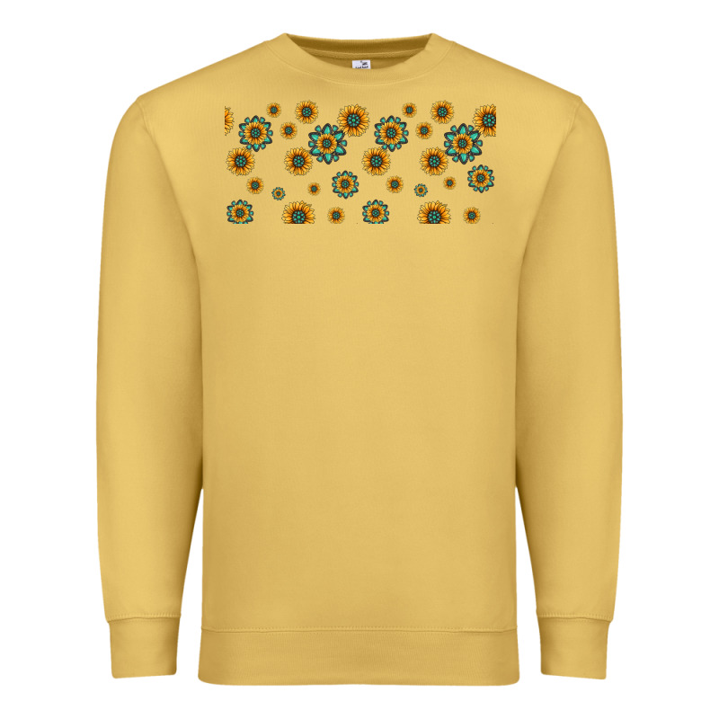 Sunflowers And Turquoise 16oz Libbey Glass Premium Sweatshirt by HRA Design Shop | Teevron