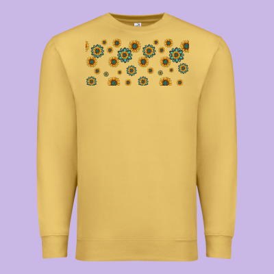 Sunflowers And Turquoise 16oz Libbey Glass Premium Sweatshirt Designed By Hra Design Shop