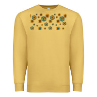 Antique Gold sunflowers and turquoise 16oz libbey glass Premium Sweatshirt - HRA Design Shop