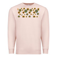 Pale Pink sunflowers and turquoise 16oz libbey glass Premium Sweatshirt - HRA Design Shop