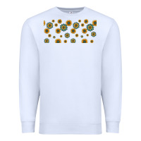 White sunflowers and turquoise 16oz libbey glass Premium Sweatshirt - HRA Design Shop