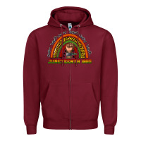Burgundy juneteenth 1865 rainbow Zipper Hoodie - texasbilliewilder