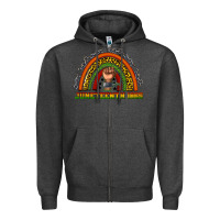Charcoal Heather juneteenth 1865 rainbow Zipper Hoodie - texasbilliewilder