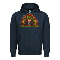 Navy juneteenth 1865 rainbow Zipper Hoodie - texasbilliewilder
