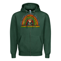 Sports Green juneteenth 1865 rainbow Zipper Hoodie - texasbilliewilder