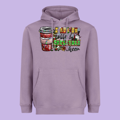 I Run On Coffee And Christmas Cheer Heavyweight Hoodie Designed By Cowhidedigitalart