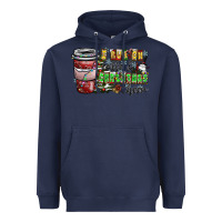 Navy I Run On Coffee And Christmas Cheer Heavyweight Hoodie - CowhideDigitalArt