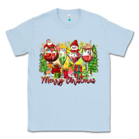 Dusty Blue merry christmas wine glasses Classic Tee - Zillion Design Studio
