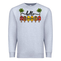 Heather Grey 1hello summer Premium Sweatshirt - CowhideDigitalArt