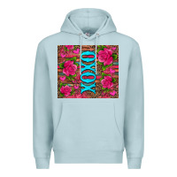 Blue Mist xoxo valentine's day pink roses and hearts Premium Hoodie - Jasminsmagicworld