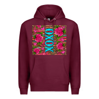 Burgundy xoxo valentine's day pink roses and hearts Premium Hoodie - Jasminsmagicworld