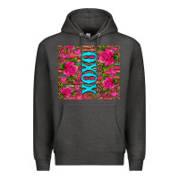 Charcoal Heather xoxo valentine's day pink roses and hearts Premium Hoodie - Jasminsmagicworld