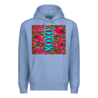 Colony Blue xoxo valentine's day pink roses and hearts Premium Hoodie - Jasminsmagicworld