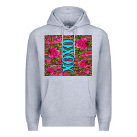 Heather Grey xoxo valentine's day pink roses and hearts Premium Hoodie - Jasminsmagicworld