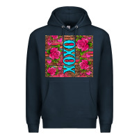 Navy xoxo valentine's day pink roses and hearts Premium Hoodie - Jasminsmagicworld