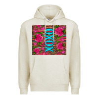 Oatmeal Heather xoxo valentine's day pink roses and hearts Premium Hoodie - Jasminsmagicworld