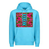 Ocean Blue xoxo valentine's day pink roses and hearts Premium Hoodie - Jasminsmagicworld