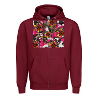 Burgundy sunflower cowhide Zipper Hoodie - Zillion Design Studio