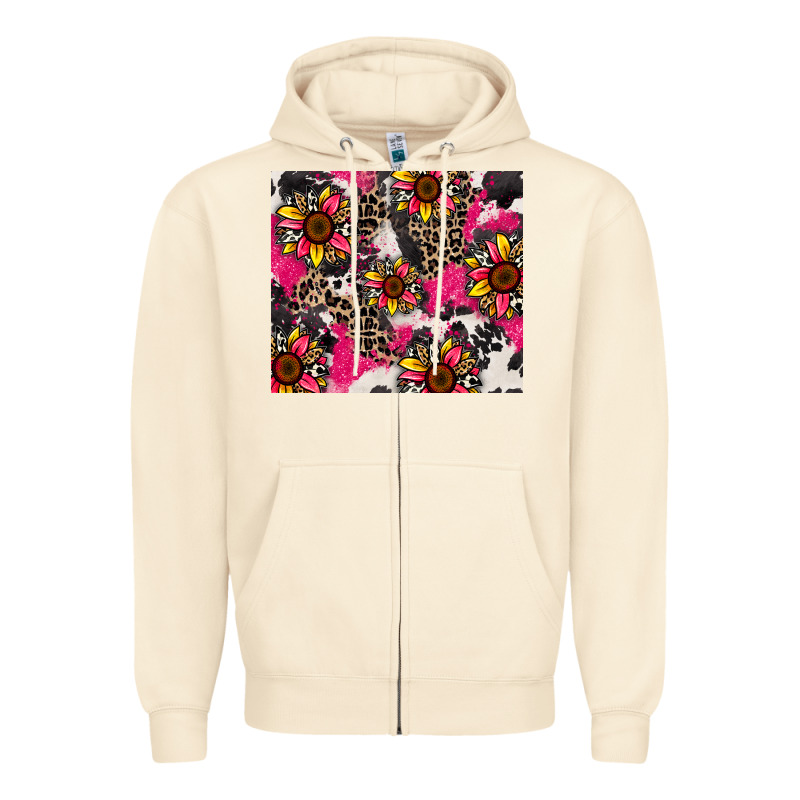 Sunflower Cowhide Zipper Hoodie by Zillion Design Studio | Teevron