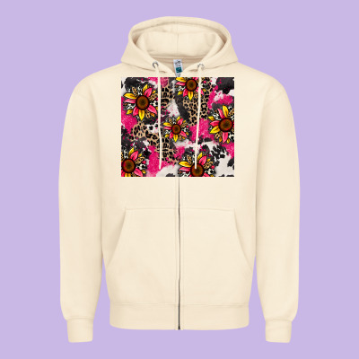 Sunflower Cowhide Zipper Hoodie Designed By Zillion Design Studio