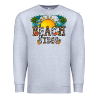 Heather Grey beach vibes Premium Sweatshirt - CowhideDigitalArt