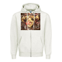 Oatmeal Heather leopard cow Zipper Hoodie - Zillion Design Studio