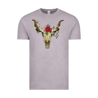 Vintage Zinc bull skull with rose and flowers Vintage Tee - Artiststas